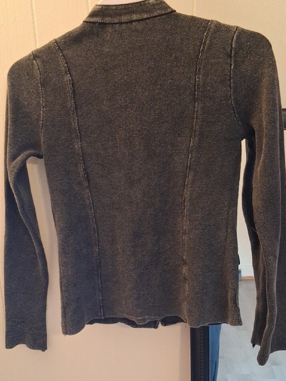 Free People Washed Black Fitted Military Button Jacket Sweatshirt NWOT - Picture 12 of 13